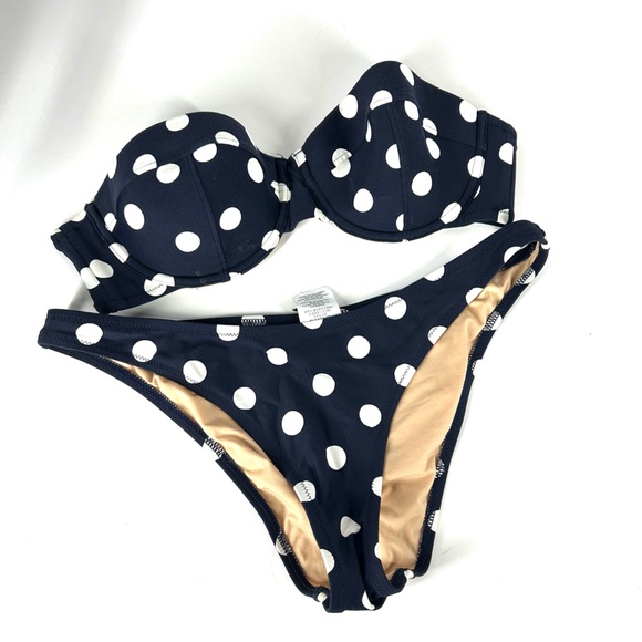 J. Crew Other - J Crew Bikini Set Polka Dot Navy White 34C Small